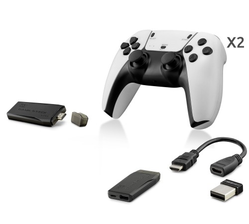 Retro Oyun Stick Hdmi Çift Gamepad Seti 64 Gb Kart Destekli 2.4G Kablosuz - Beyaz HD326