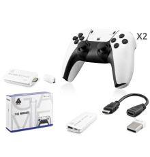 Retro Oyun Stick Hdmi Çift Gamepad Seti 2.4G Kablosuz - Beyaz HD330