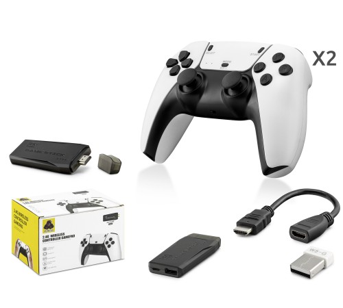Retro Oyun Stick Hdmi Çift Gamepad Seti 2.4G Kablosuz - Beyaz HD331