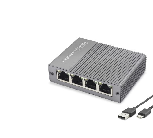 Gigabit Ethernet Switch 5 Port Type C Güç Girişli Gri HDX1414