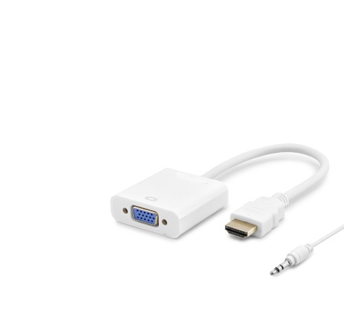 Hdmi To Vga Dişi Ses Çıkışlı Görüntü Dönüştürücü 1080P - Beyaz HDX2019B