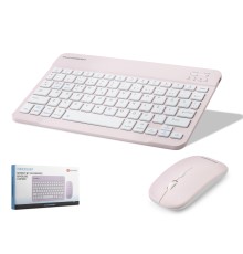 Kablosuz Bluetooth Smart Klavye Mouse Seti Şarjlı 1600 Dpi Pembe HDX2508P