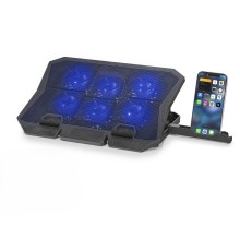 Laptop Soğutucu 6 Fan Led Telefon Standlı - Siyah HDX4254