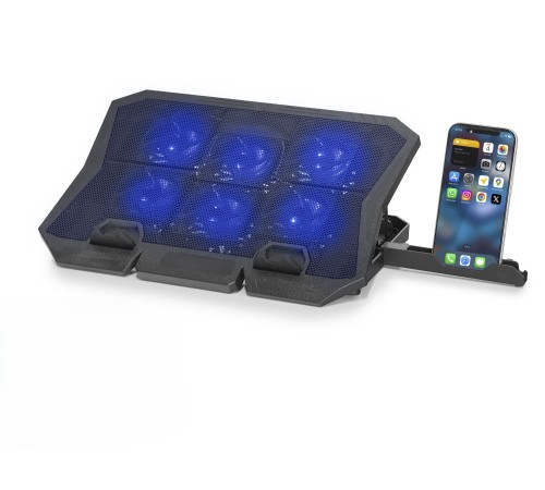 Laptop Soğutucu 6 Fan Led Telefon Standlı - Siyah HDX4254