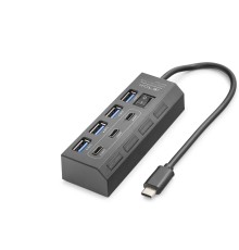 Type-C 3.2 Gen1 Anahtarlı Hub 7 Port 5 Gbps Siyah HDX7057