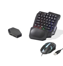 Mobil Oyun Klavye Mouse Dönüştürücü Seti Rgb Siyah ND762