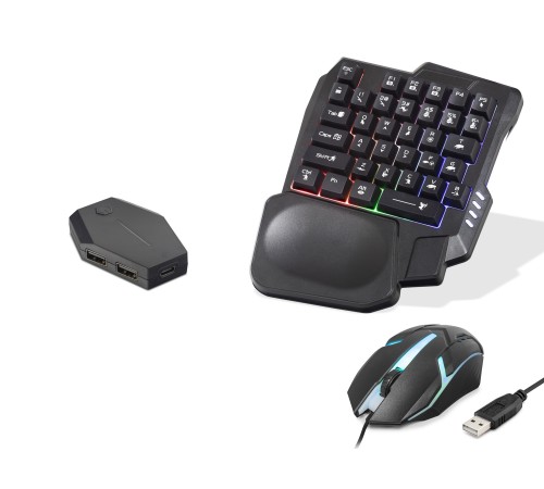 Mobil Oyun Klavye Mouse Dönüştürücü Seti Rgb Siyah ND762
