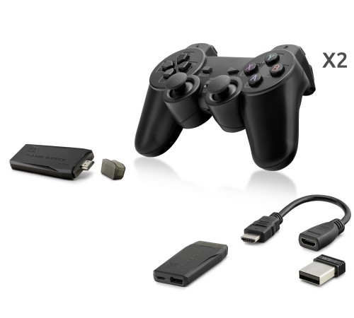 Retro Oyun Stick Hdmi Çift Gamepad Seti 2.4G Kablosuz - Siyah ND763