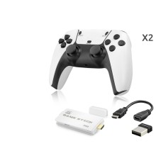 Retro Oyun Stick Hdmi Çift Gamepad Seti 64 Gb Kart Destekli 2.4G Kablosuz - Beyaz ND764