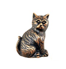 Antika Tarz Dekoratif Pirinç Kedi Kapı Tokmağı, Taktak - 110x80mm, Antik