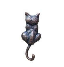 Antika Tarz Dekoratif Pirinç Kedi Sırt Kapı Tokmağı, Taktak - 160x65mm, Oksit