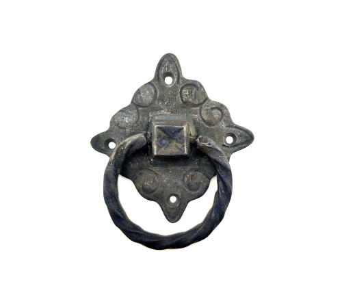 Antika Tarz Dekoratif Pirinç Mobilya Kulbu, Kapı Kilit Halkası - 94x97 mm, Büyük, Oksit