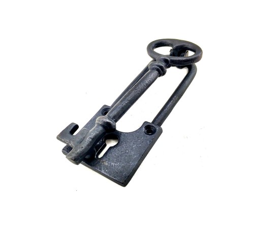 Antika Tarz Dekoratif Pirinç Anahtar Kapı Tokmağı, Taktak - 170x60mm, Oksit