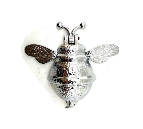 Antika Tarz Dekoratif Pirinç Arı Kapı Tokmağı, Taktak - Büyük, 163x150mm, Nikel