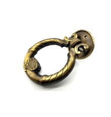 Antika Tarz Dekoratif Pirinç Saray Kapı Tokmağı, Taktak - 97mm, Antik