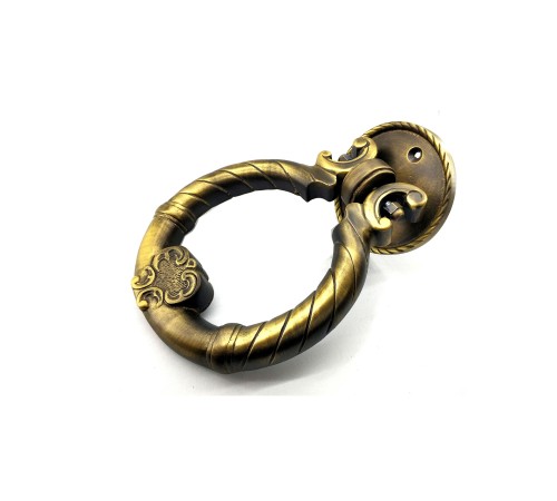 Antika Tarz Dekoratif Pirinç Saray Kapı Tokmağı, Taktak - 97mm, Antik