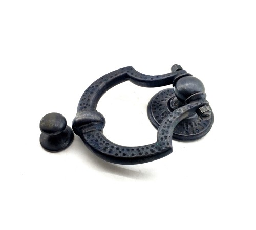 Antika Tarz Dekoratif Pirinç Dövme Kapı Tokmağı, Taktak - 150x105 mm, Oksit