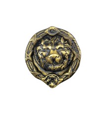Antika Tarz Dekoratif Pirinç Aslan Kapı Tokmağı, Taktak - 185 mm, Antik