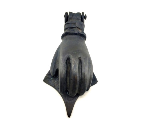 Antika Tarz Dekoratif Pirinç El Kapı Tokmağı, Taktak - 167x75 mm, Oksit