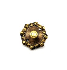 Antika Tarz Dekoratif Pirinç Güllü Kapı Zili - 75mm, Antik