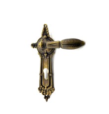 Antika Tarz Dekoratif Pirinç Şato Model Oda Kapı Kolu - 262x83 mm, Antik