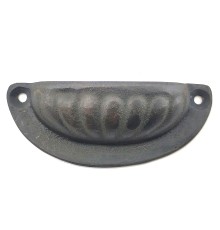 Antika Tarz Dekoratif Pirinç İstiridye Tas Mobilya Kulbu - 37x87 mm, Oksit