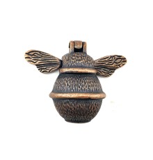 Antika Tarz Dekoratif Pirinç Arı Kapı Tokmağı, Taktak - Küçük, 123x150mm, Antik