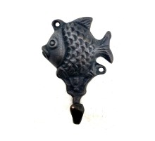 Antika Tarz Dekoratif Pirinç Balık Figürlü Askı - 84x51mm, Oksit