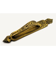 Antika Tarz Dekoratif Pirinç Kubbeli Çekme Kapı Kolu - 396x68 mm, Antik