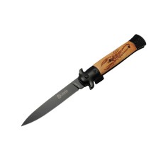 FS12453 Kahverengi Kamp Çakı 23cm- Akrep İşlemeli Ahşap Sap