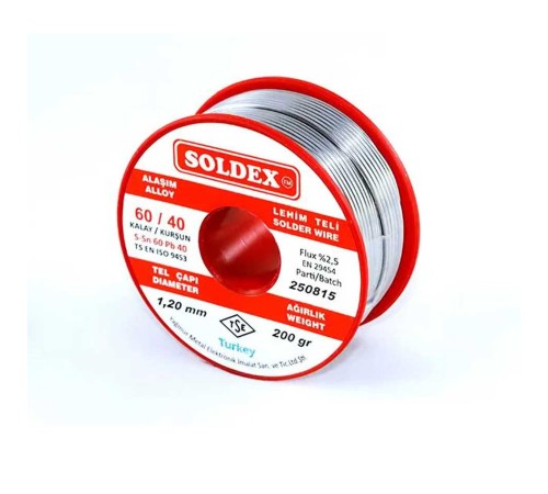 60-40 Lehim Teli 200 Gr 1,2 mm - Sn:60 / Pb:40