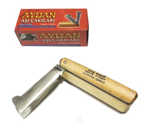 Yatağan İkili Ceviz Aşı Çakı, Bıçağı - Ahşap Saplı