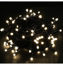 10m Boncuk Lamba Gün Işığı 8 Fonksiyon 100 Led Fişli Uzatma Kablolu siyah kablo