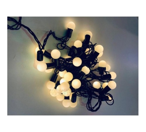 5 Metre 28 Led Fişli Sarı Işık Mini Top Led Siyah Kablo 6200-01