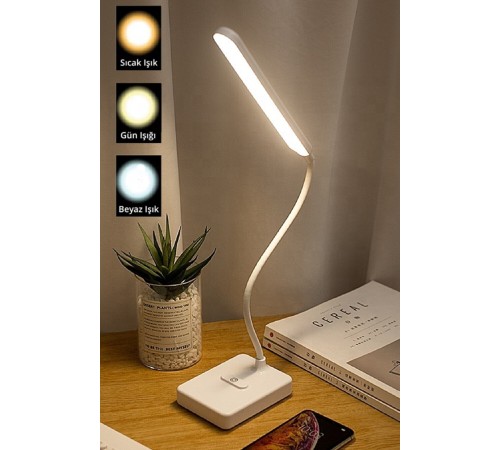 PS-1901 Şarjlı Dokunmatik 30 Ledli Okuma Ve Çalışma Işığı Masa Lambası 3 Renk Tonu