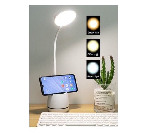 PS-1933 Şarjlı 24 Led Çalışma Okuma Işığı Kademeli Masa Lambası Ayarlanabilir Renk Tonu Ve Parlaklık