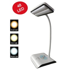Şarjlı 48 Led Çalışma Okuma Işığı Kademeli Masa Lambası Ayarlanabilir Renk Tonu Ve Parlaklık PS-1937