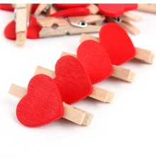 10'lu Kalp Şekilli Ahşap Mandallar 3.5cm (10'lu Set-10 Paket)