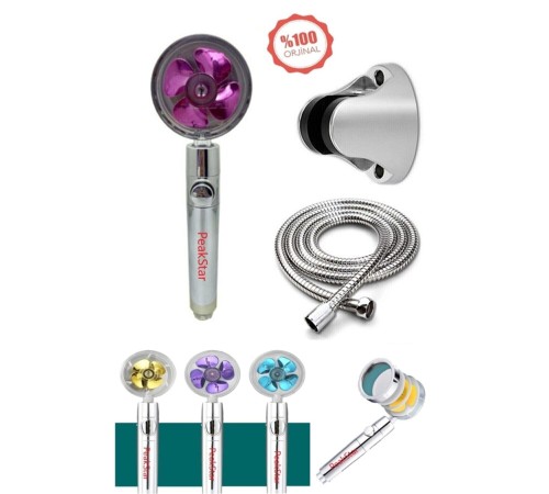 Turbo Duş Başlığı Seti Basınçlı Ayarlanabilir Su Tasarrufu Hortum Ve Mafsal Seti