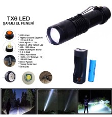 Orjinal 800 Lümen T6 Şarjlı EL Feneri Wt-086