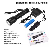 Şarjlı Pilli Zoomlu EL Feneri Wt-087