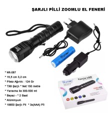 Şarjlı Pilli Zoomlu EL Feneri Wt-087