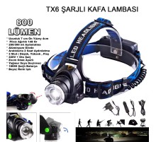 Orjinal 800 Lümen Tx6 Şarjlı Zoomlu Kafa Feneri Wt-120