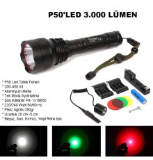 Profesyonel P50'Led 3.000 Lümen Şarjlı Feneri Wt-150