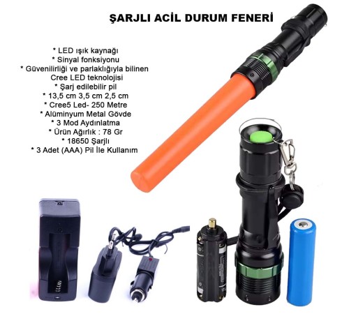 Sinyalli Acil Durum EL Feneri Cree5 Wt-262