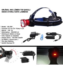 Orjinal 800 Lümen T6 Şarjlı Kafa Feneri Wt-265