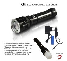 Flaşörlü Uzun Mesafeli Şarjlı Pilli Mıknatıslı EL Feneri Wt-282