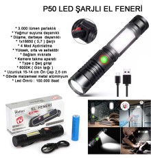 Geniş Açılı P50 Led Şarjlı EL Feneri Wt-601
