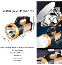 6 Mod Şarjlı EL Feneri Projektör Tipi Wt-615