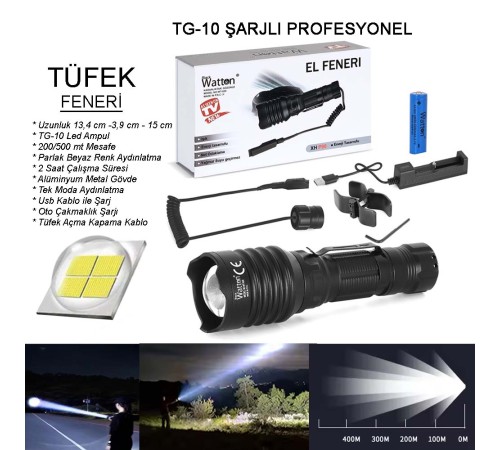 Tg-10 Şarjlı Profesyonel Feneri Wt-620
